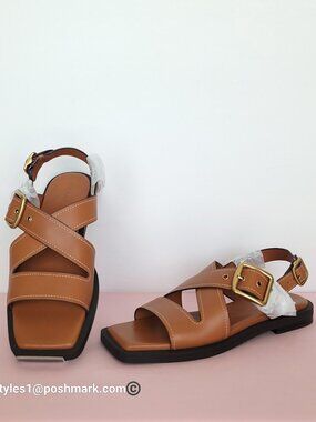 COACH Archival Buckled Flat Leather Sandals- Cognac color. Women’s Size 8.5B ⭐